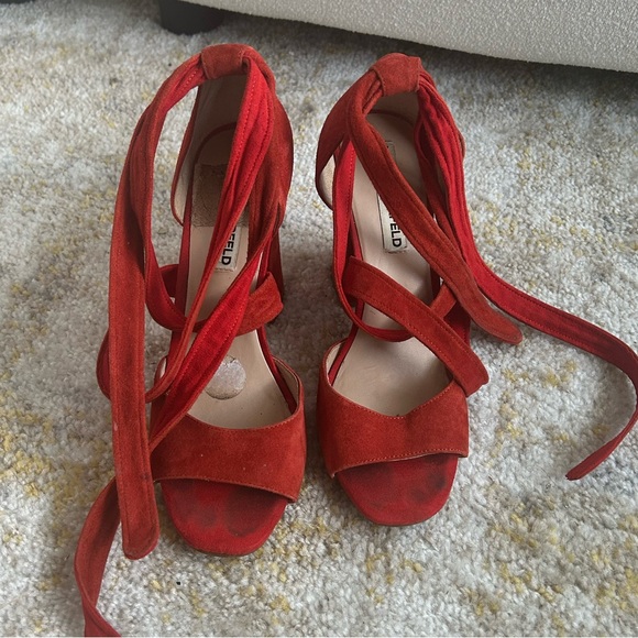 Red Karl lagerfeld tie up sandals - Picture 2 of 12
